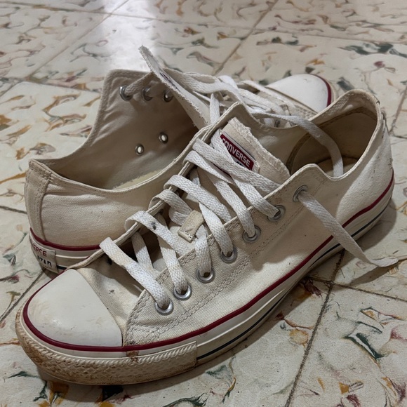 Converse All Star Cream Sneakers with Red Trim - Picture 7 of 9